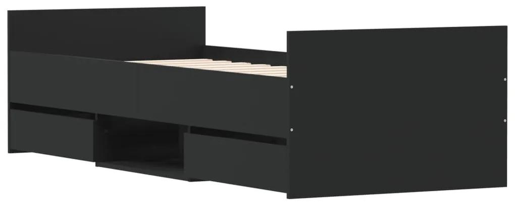vidaXL Πλαίσιο Κρεβατιού με Κεφαλάρι & Ποδαρικό Μαύρο 75 x 190 εκ.