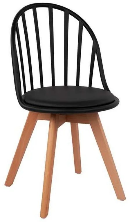 Καρέκλα Alina HM8456.02 Με Ξύλινα Πόδια 47x56x84 Black Σετ 4τμχ Polypropylene, Wood, Metal