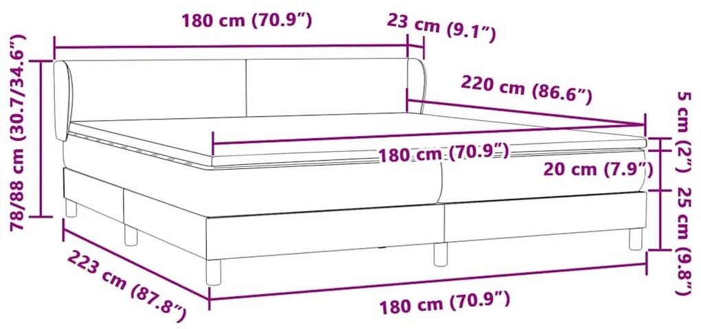 Κρεβάτι με στρώματα ροζ 180x220 cm Βελούδινο - Ροζ