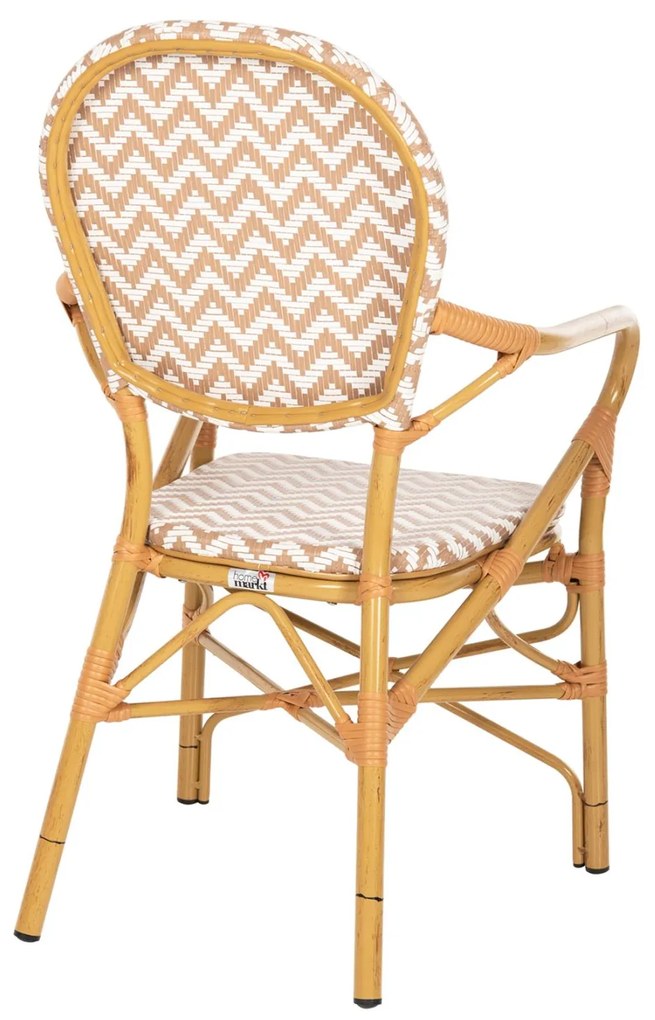 Καρέκλα - Πολυθρόνα C5928.03 Αλουμινίου Bamboo Look Φυσικό - Λευκό 55x58x95 εκ. 55x58x95 εκ.