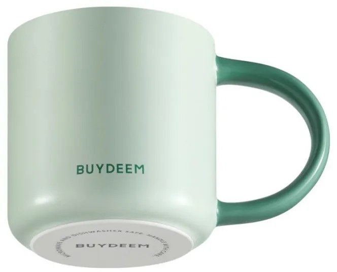 Κεραμικό φλιτζάνι τσαγιού και καφέ Buydeem CD1018-CG, 350 ml, Επίπεδος πάτος, Εσωτερική κλίμακα μέτρησης, Κεραμικό υψηλής θερμοκρασίας, Πράσινο