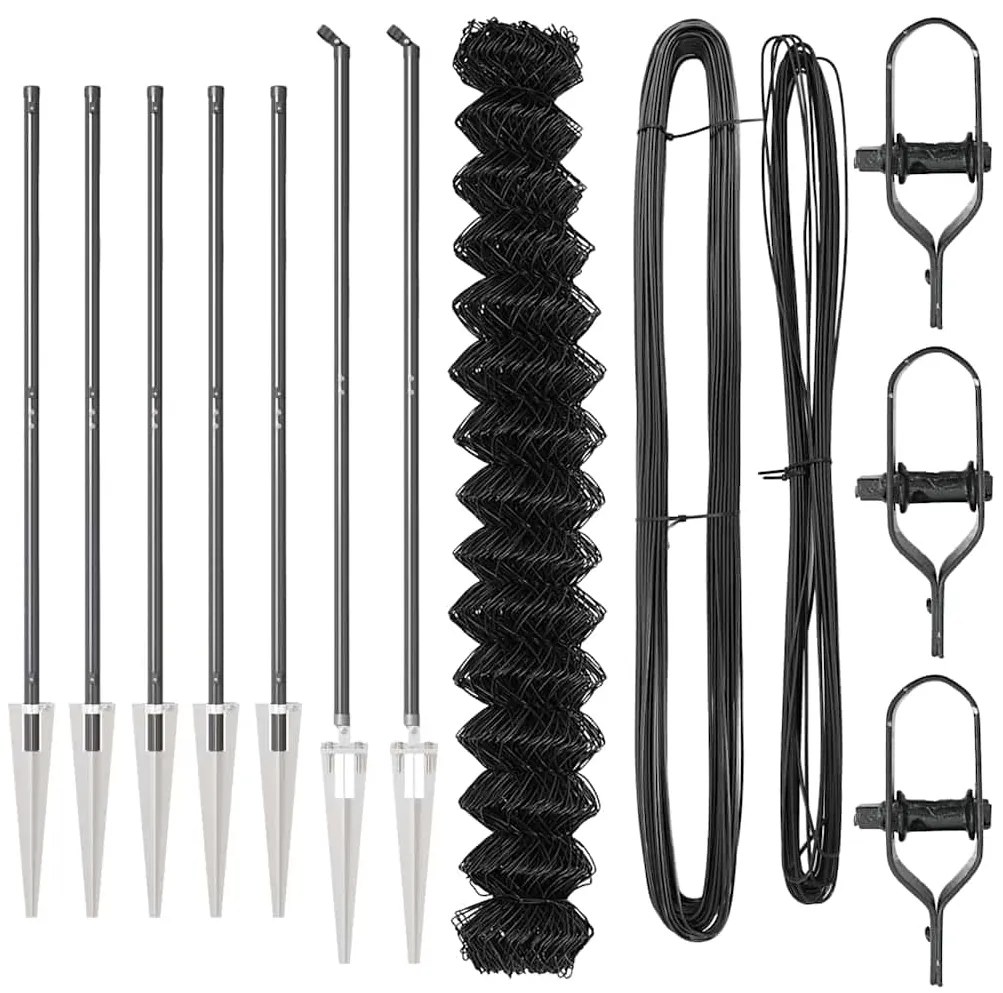 vidaXL Φράχτης από αλυσίδα με στήλες Γκρι 1.5 x 10 m Ατσάλι