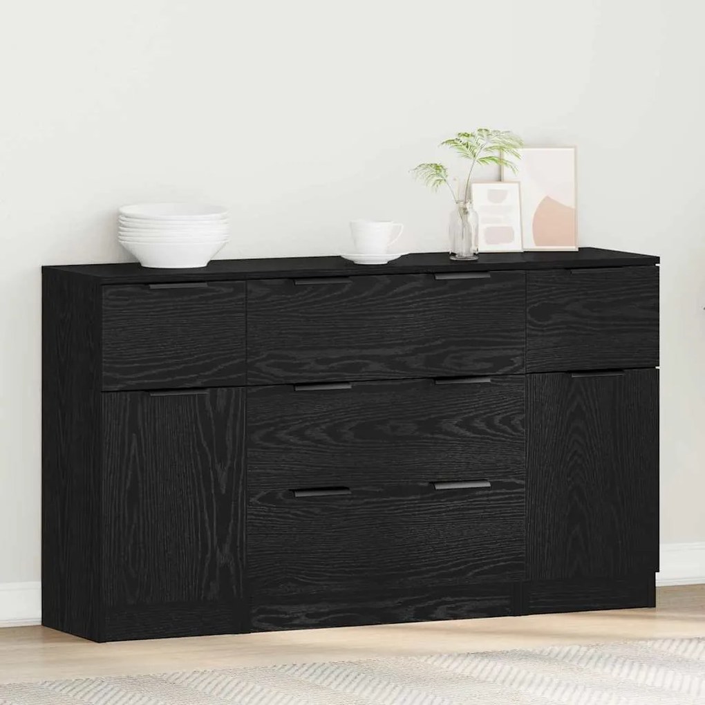 vidaXL Πλαϊνό γραφείο με συρτάρι 3 pcs Μαύρη δρυς 121 x 30 x 70 εκ