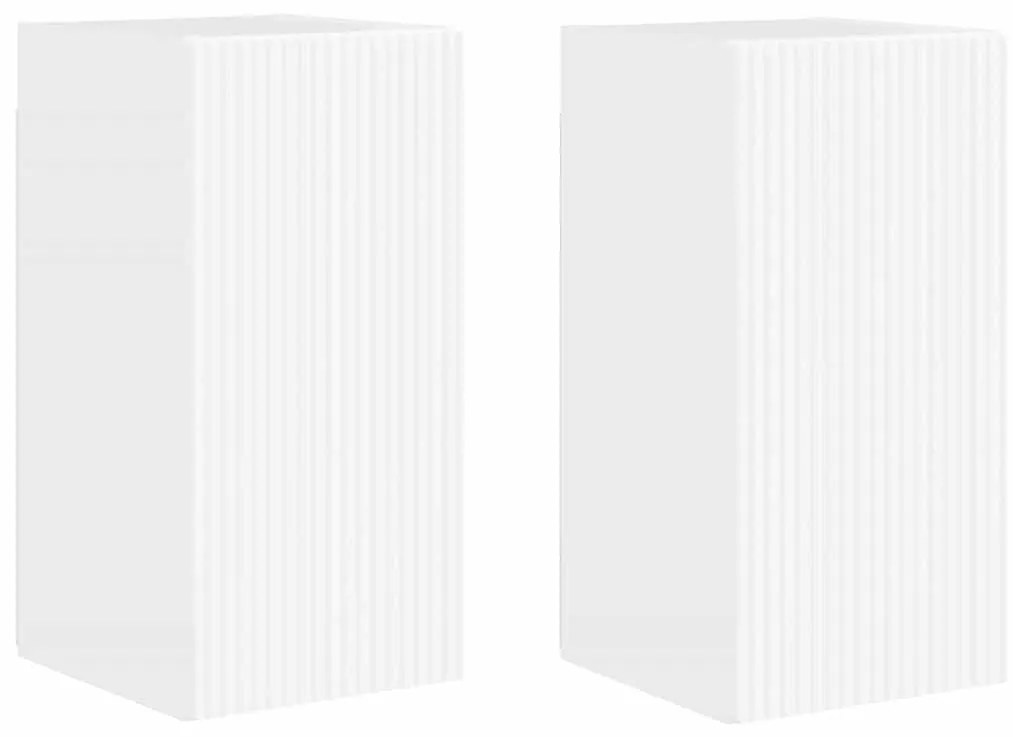vidaXL Ντουλάπι Τηλεόρασης Τοίχου 2 pcs Λαμπερό Λευκό 30 x 31 x 60 εκ