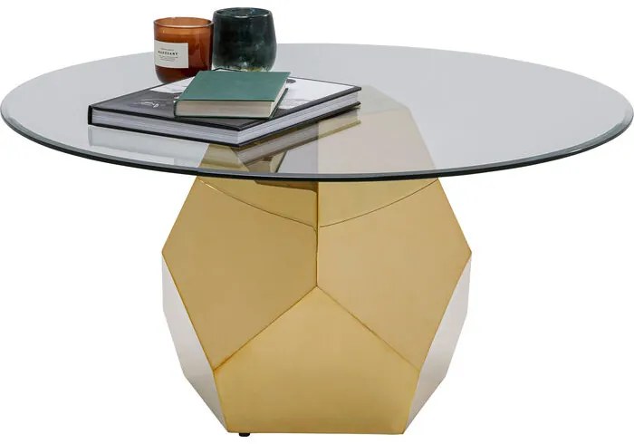 Τραπέζι Μέσης  Ricchezza Γυαλί Χρυσό 90*90*43εκ. - Χρυσό