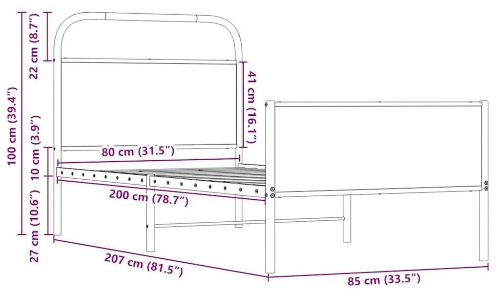 Πλαίσιο Κρεβατιού Χωρ. Στρώμα Sonoma Δρυς 80x200εκ Επεξ. Ξύλο - Καφέ