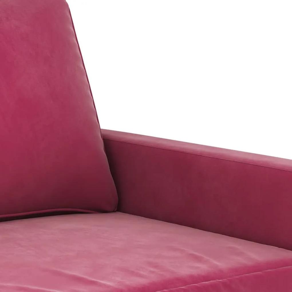 Καναπές Τριθέσιος Μπορντό 180 εκ. Βελούδινος - Κόκκινο