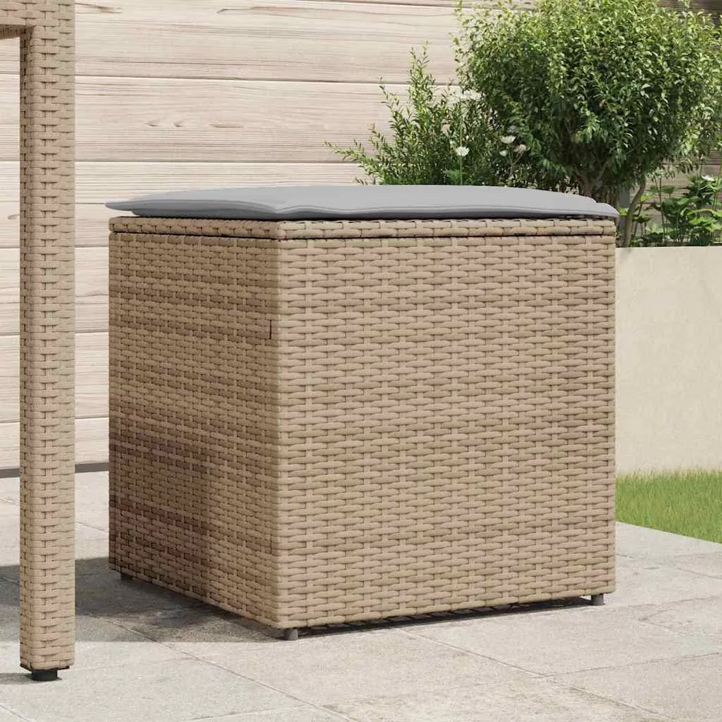 vidaXL Κουτί Μαξιλαριών Μπεζ 50 x 50 x 50 cm συνθετικό ρατάν