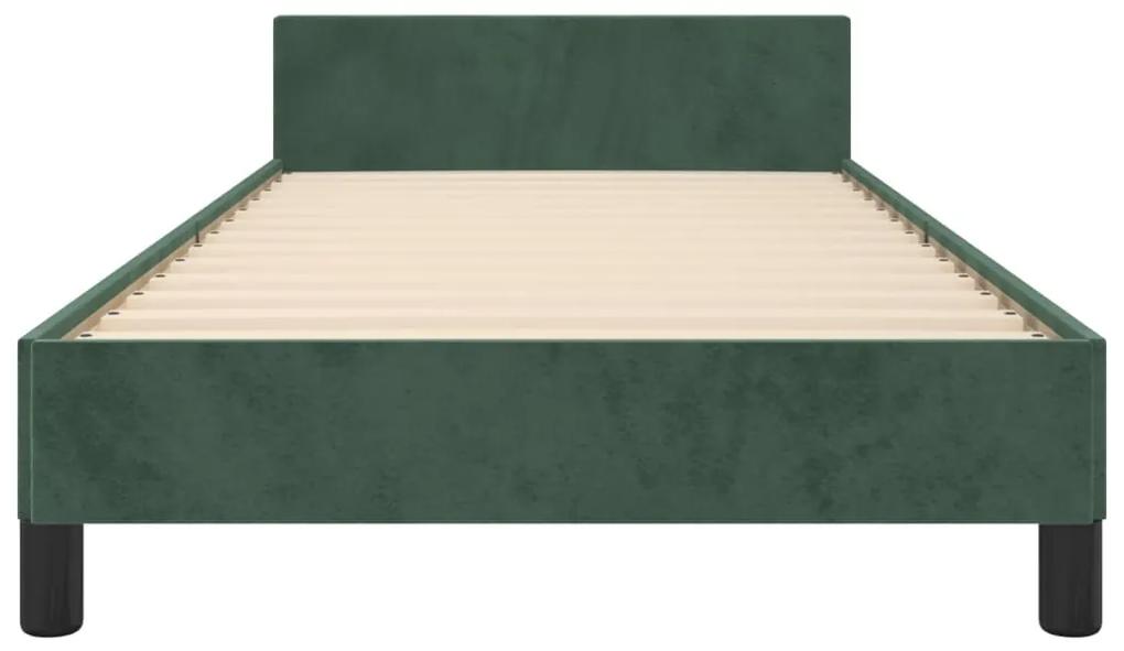vidaXL Πλαίσιο Κρεβατιού με Κεφαλάρι Σκ. Πράσινο 90x200 εκ. Βελούδινο