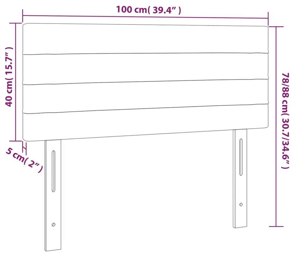 vidaXL Κεφαλάρι Κρεβατιού LED Μαύρο 100x5x78/88 εκ. Υφασμάτινο