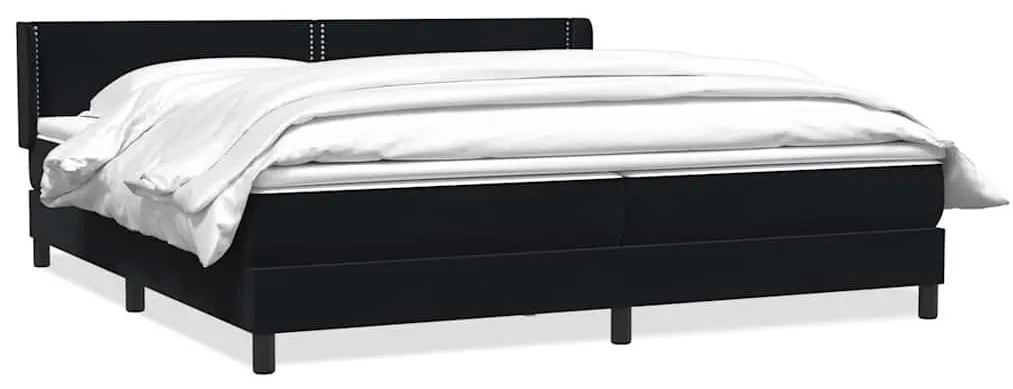 Box Spring Κρεβάτι με στρώμα Μαύρο 180x220 cm Βελούδινο - Μαύρο