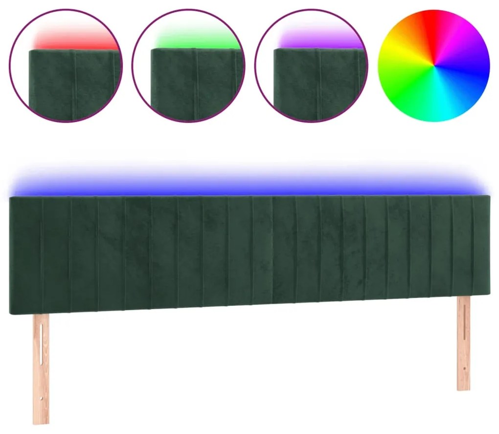 Κεφαλάρι Κρεβατιού LED Σκούρο Πράσινο 160x5x78/88 εκ. Βελούδινο 3121907