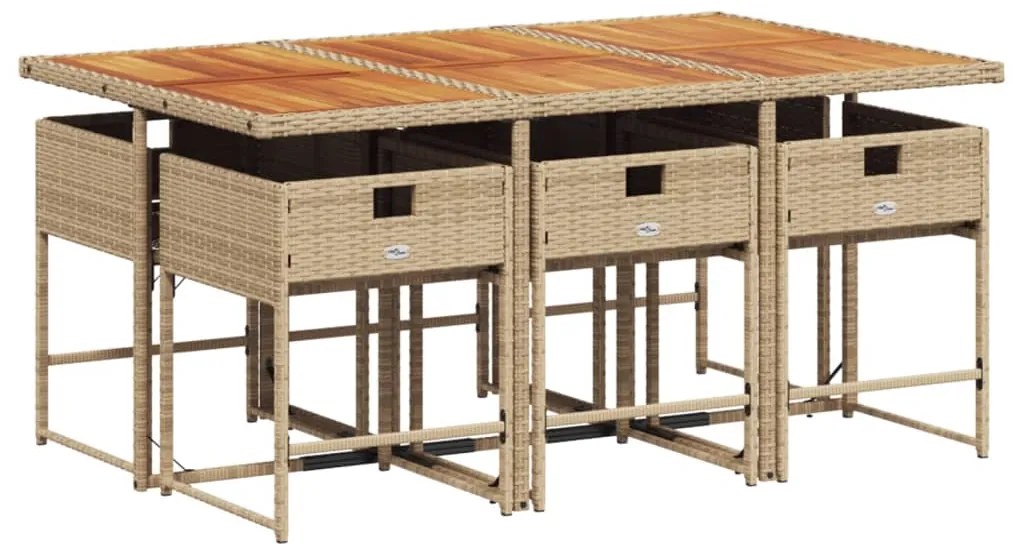 vidaXL Σετ Τραπεζαρίας Κήπου 7 τεμ. Μπεζ Συνθετικό Ρατάν με Μαξιλάρια