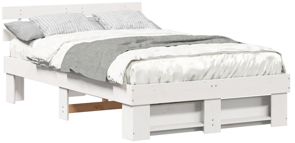 vidaXL Σκελετός Κρεβατιού Λευκό 140 x 190 cm Μασίφ ξύλο πεύκου