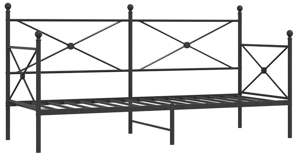 vidaXL Κρεβάτι ημέρας χωρίς στρώμα Μαύρο 90x190 cm Ατσάλι