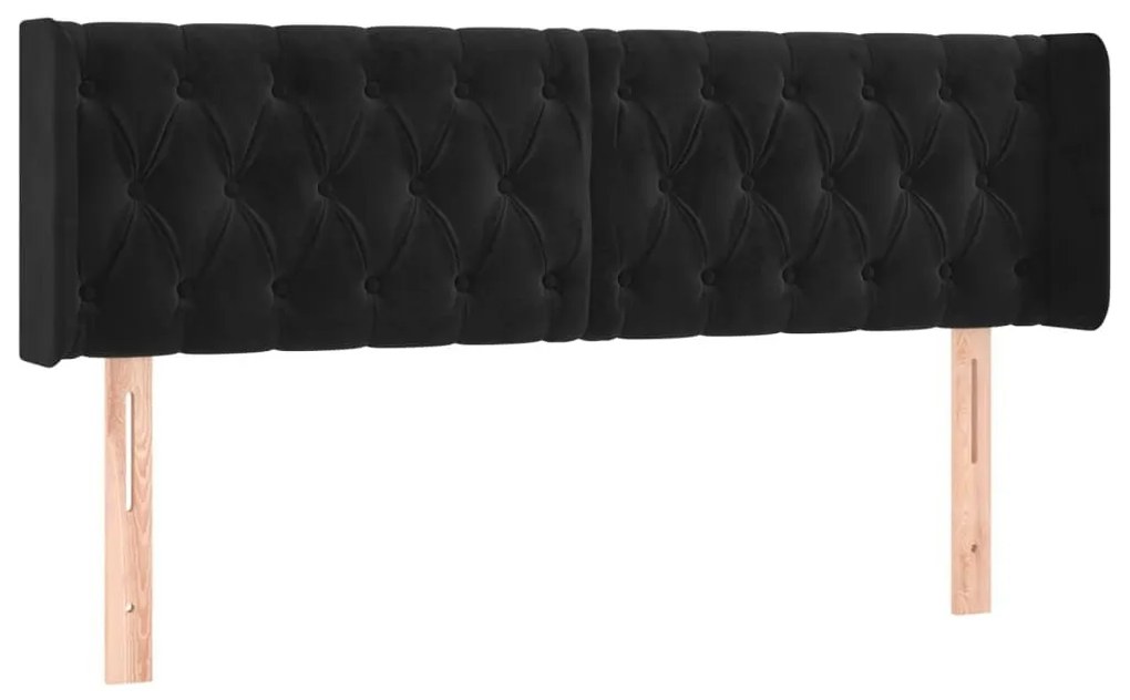 Κεφαλάρι Κρεβατιού LED Μαύρο 147x16x78/88 εκ. Βελούδινο - Μαύρο
