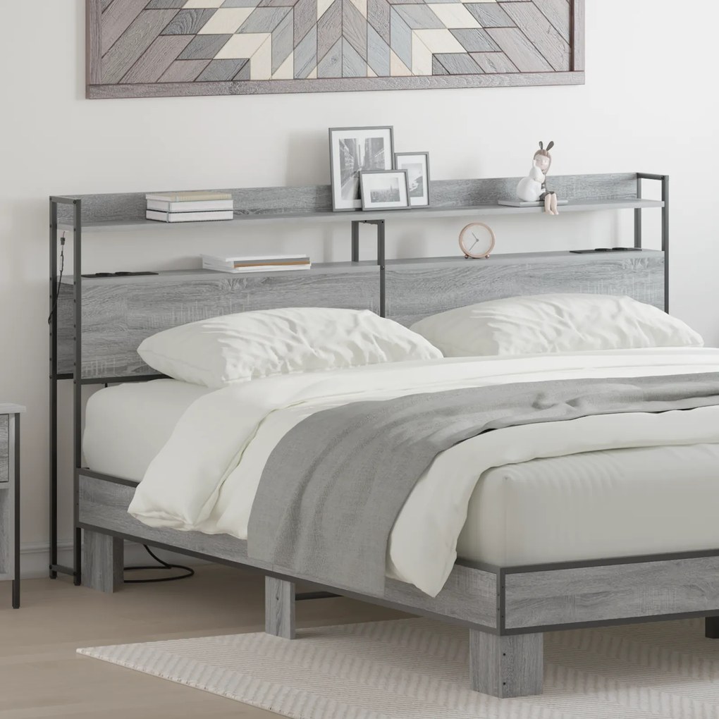 vidaXL Κεφαλάρι Αποθήκης Γκρι sonoma 200 cm Επεξεργασμένο ξύλο