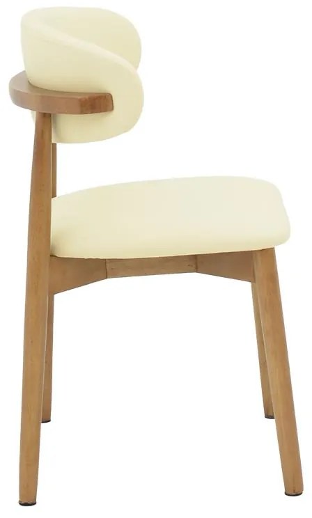Καρέκλα Ubene rubberwood και pu σε καρυδί και μπεζ απόχρωση 46x58x79εκ 46x58x79 εκ.