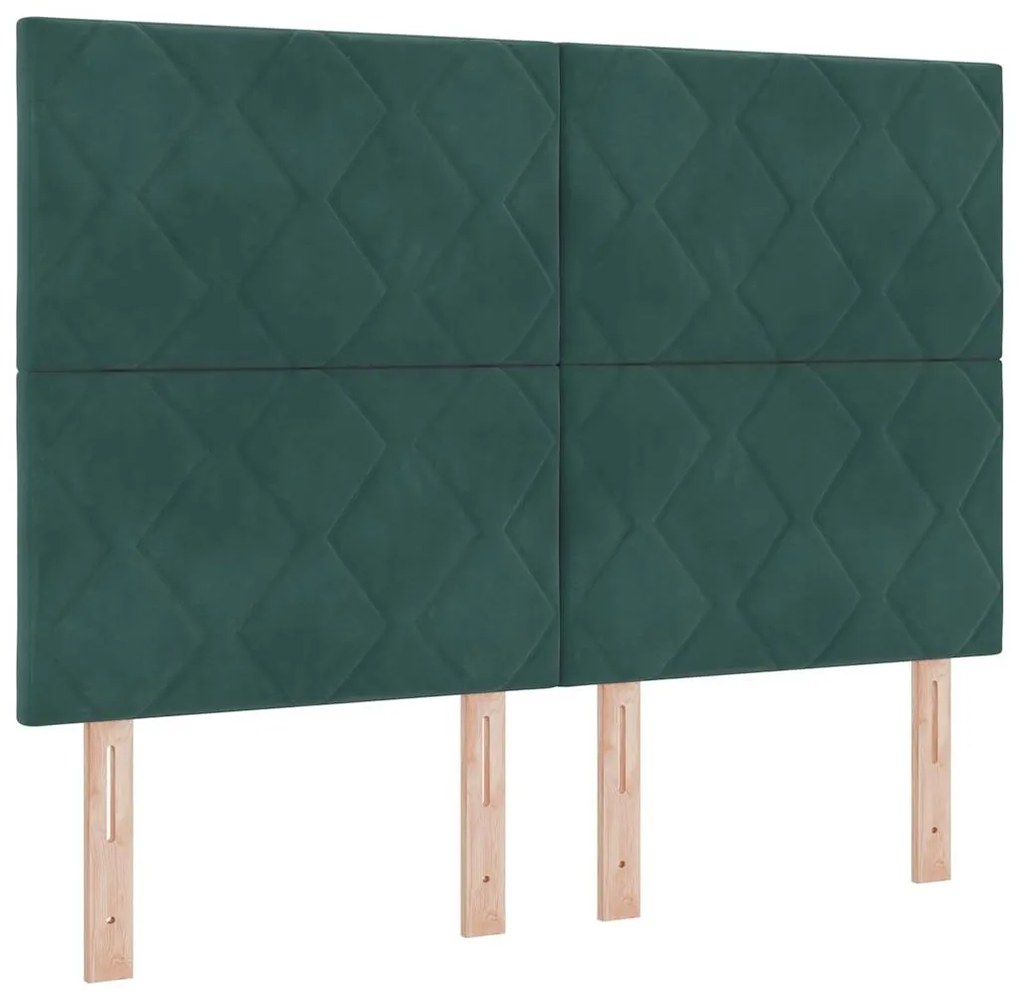 vidaXL Κρεβάτι με ελατήρια Σκούρο πράσινο 140 x 190 cm Βελούδο