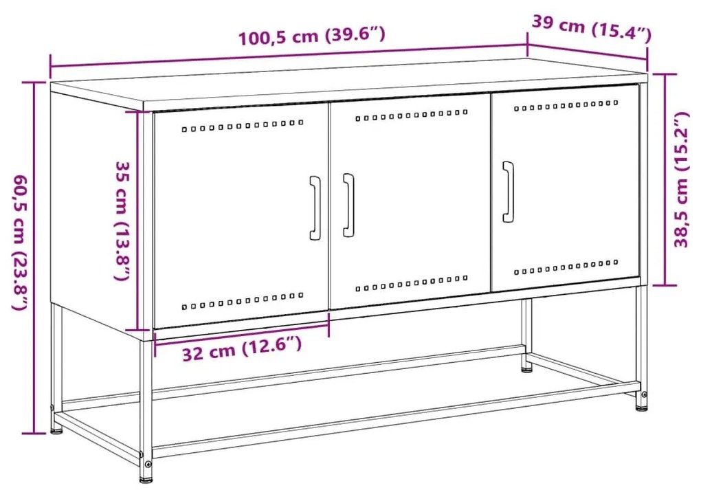 Έπιπλο Τηλεόρασης Μαύρο 100,5x39x60,5 εκ. Ατσάλινο - Μαύρο