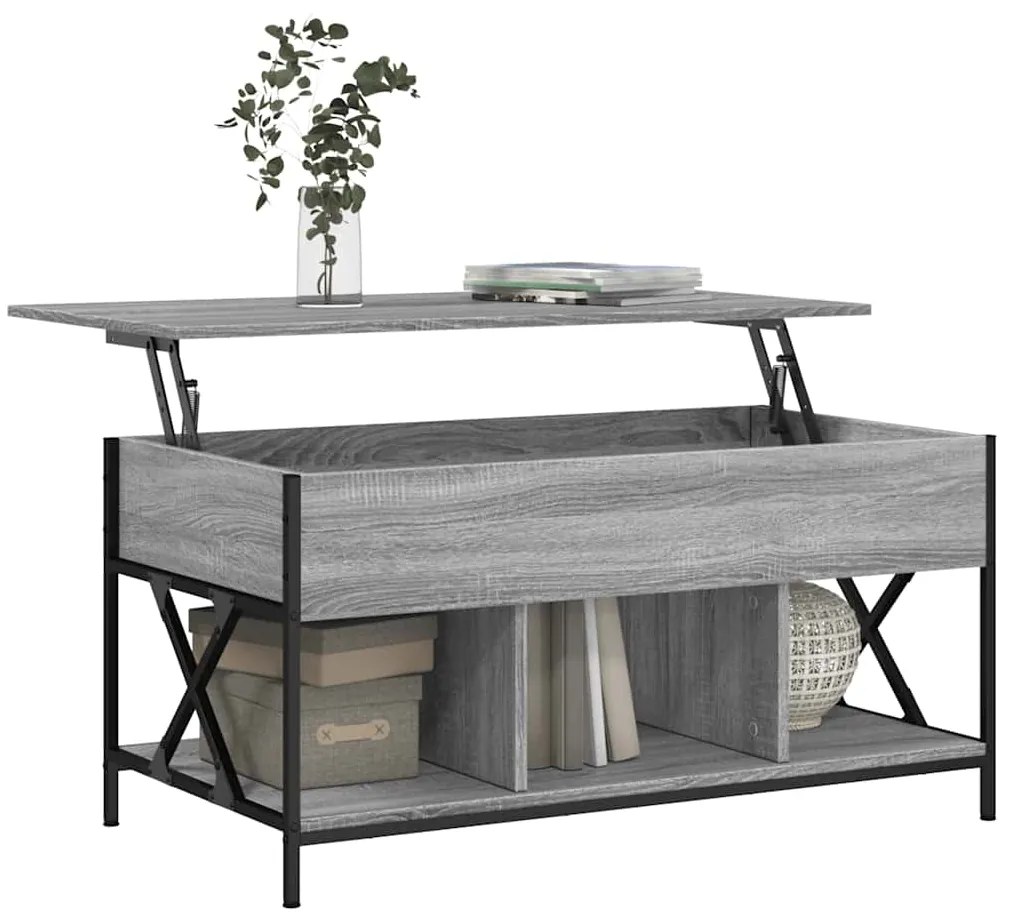 vidaXL Τραπεζάκι Σαλονιού Γκρι Sonoma 100x55x50 εκ. Επεξ. Ξύλο/Μέταλλο