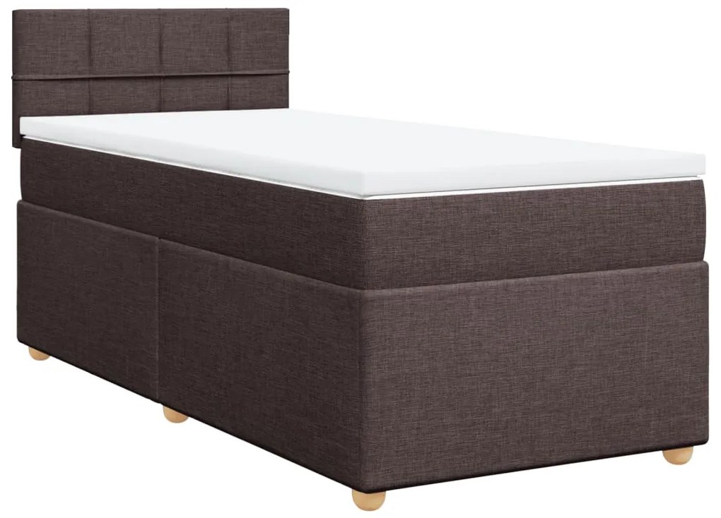 vidaXL Κρεβάτι Boxspring με Στρώμα Σκούρο Καφέ 90x190 εκ. Υφασμάτινο