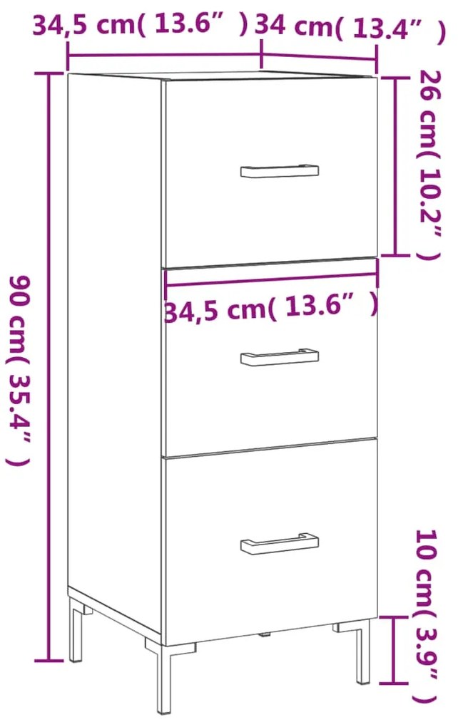 Ντουλάπι Καφέ Δρυς 34,5 x 34 x 90 εκ. Επεξεργασμένο Ξύλο - Καφέ