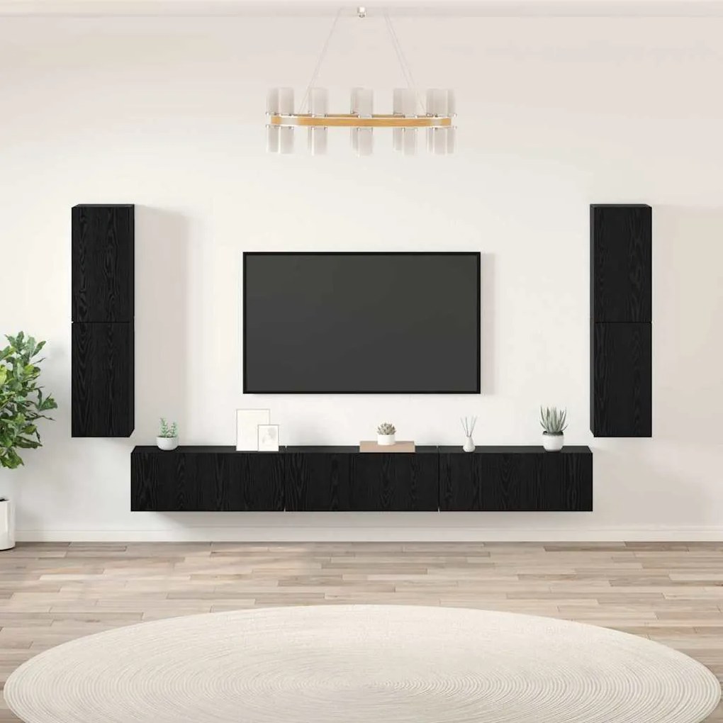 vidaXL Σετ επίπλου τηλεόρασης 5 pcs Μαύρη Δρυς Επεξεργασμένο ξύλο