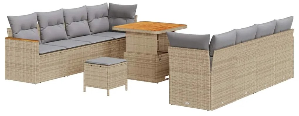 vidaXL Σετ Καναπέ Κήπου 11 pcs Μπεζ συνθετικό ρατάν