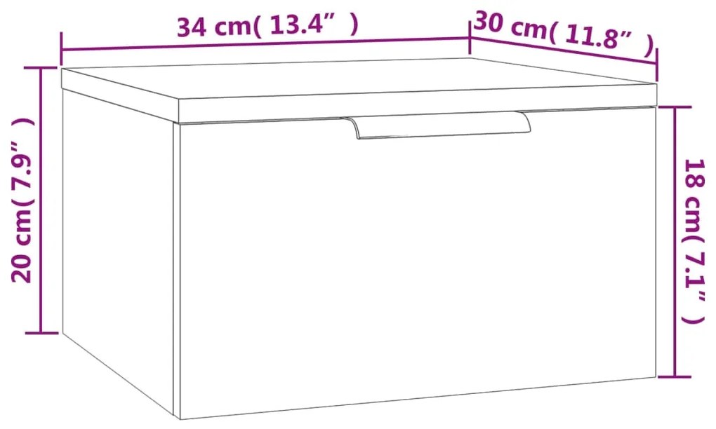 Κομοδίνο Επιτοίχιο Μαύρο 34 x 30 x 20 εκ. - Μαύρο