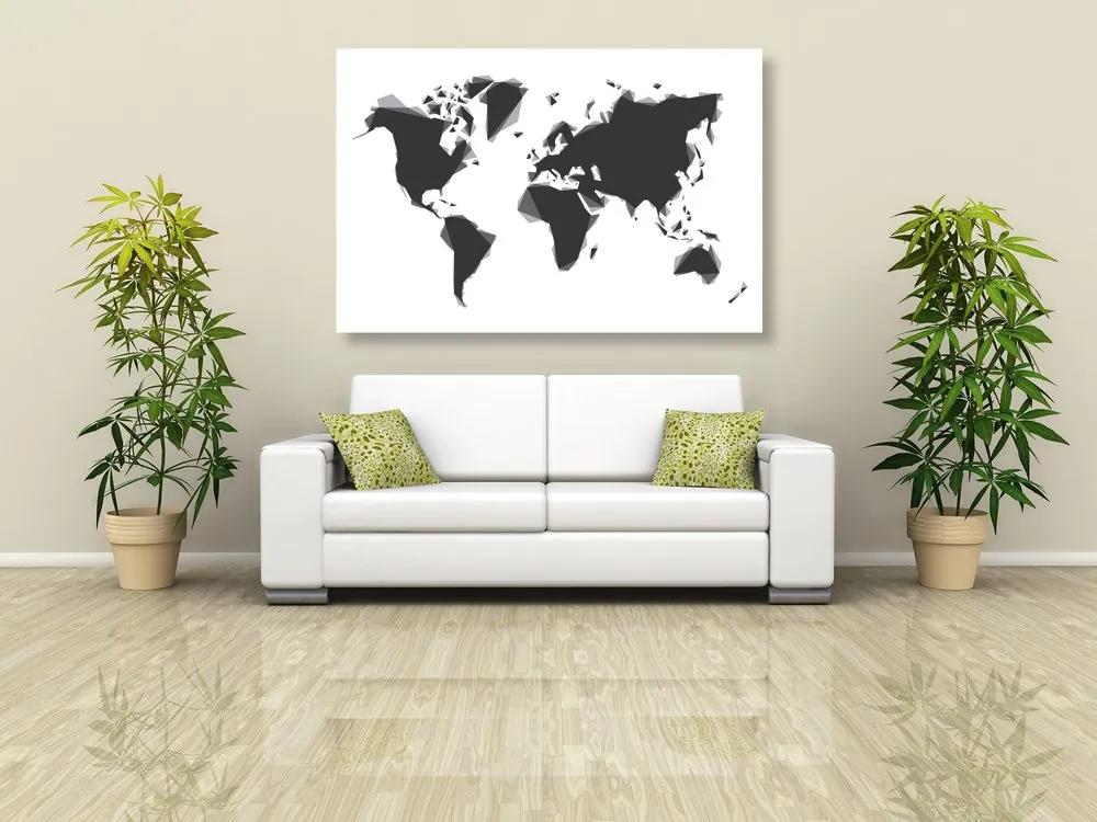 Εικόνα στο φελλό ενός αφηρημένου παγκόσμιου χάρτη σε ασπρόμαυρο - 90x60  flags