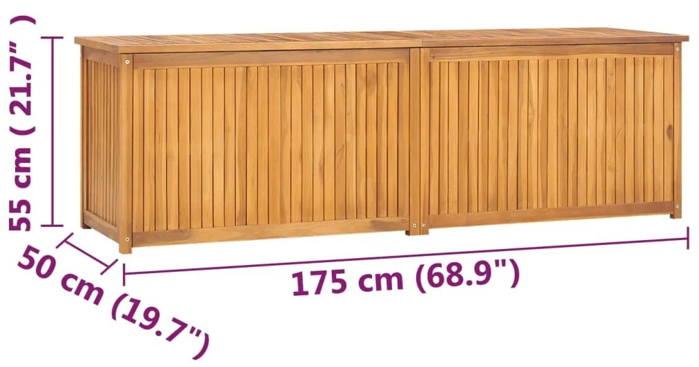 Μπαούλο Κήπου 175 x 50 x 55 εκ. από Μασίφ Ξύλο Teak - Καφέ