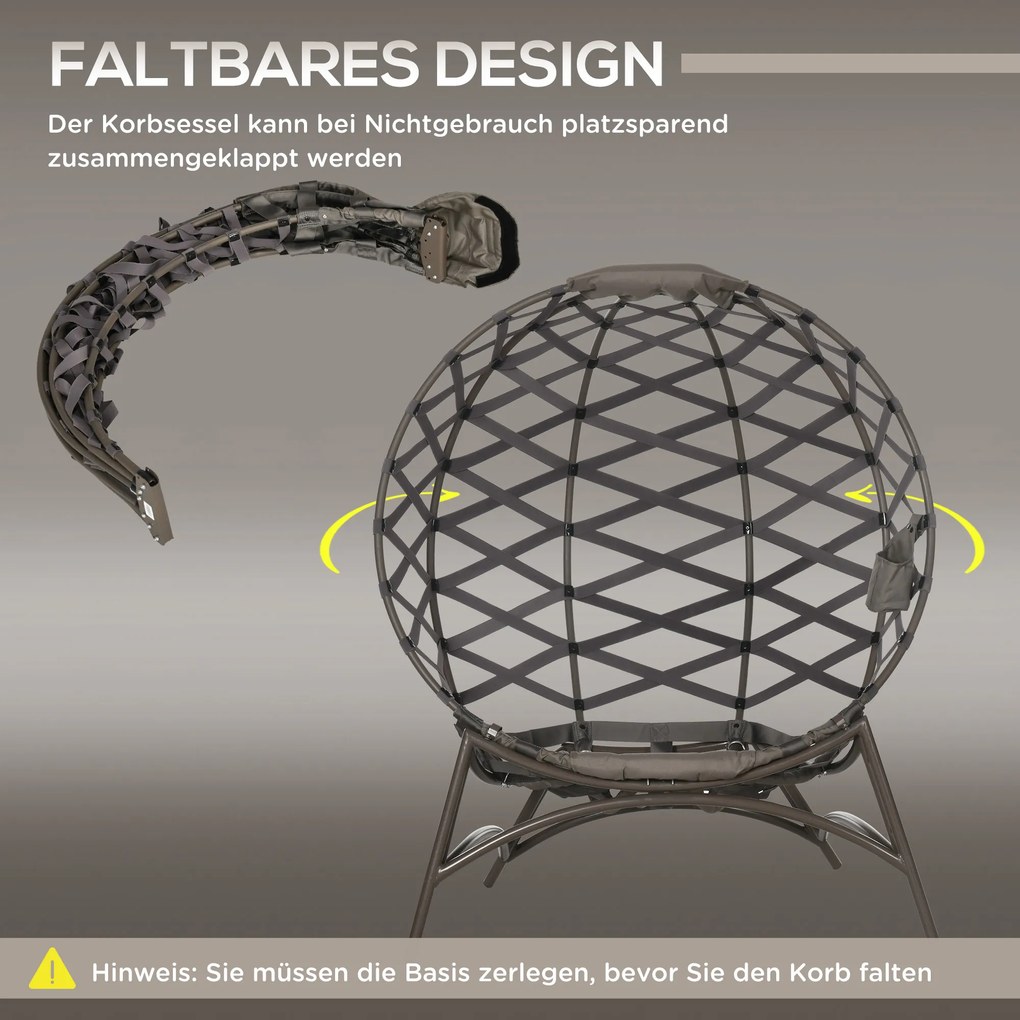 Σετ καρέκλες κήπου Outsunny, 2 τεμ., σκαμπό/βοηθητικό τραπέζι, μεγάλο μαξιλάρι καθίσματος, ατσάλινο πλαίσιο, χρώμα: άμμος, 118 x 75 x 142 εκ.