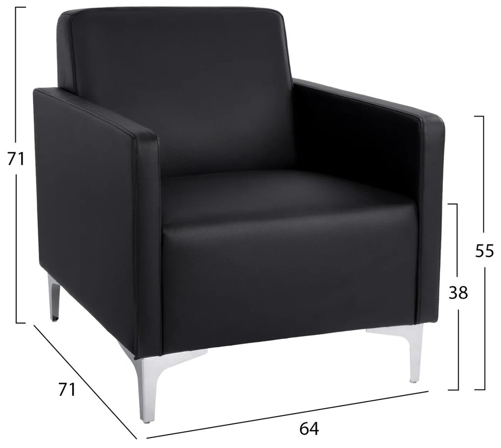 Πολυθρόνα NELLIE C3159.11 με PU Μαύρο 64x71x71Υ εκ. 64x71x71 εκ.