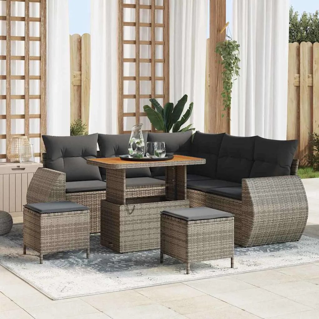 vidaXL Σετ Καναπέ Κήπου με μαξιλάρι 8 pcs Γκρι 90 x 55 x 71 cm
