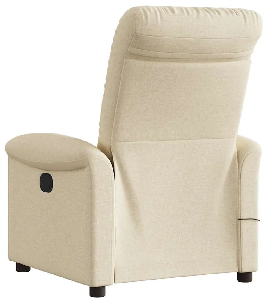 vidaXL Πολυθρόνα Μασάζ Ανακλινόμενη Ηλεκτρική Κρεμ Υφασμάτινη