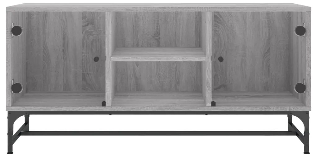 vidaXL Έπιπλο Τηλεόρασης Sonoma Γκρι 102x37x50 εκ. με Γυάλινες Πόρτες