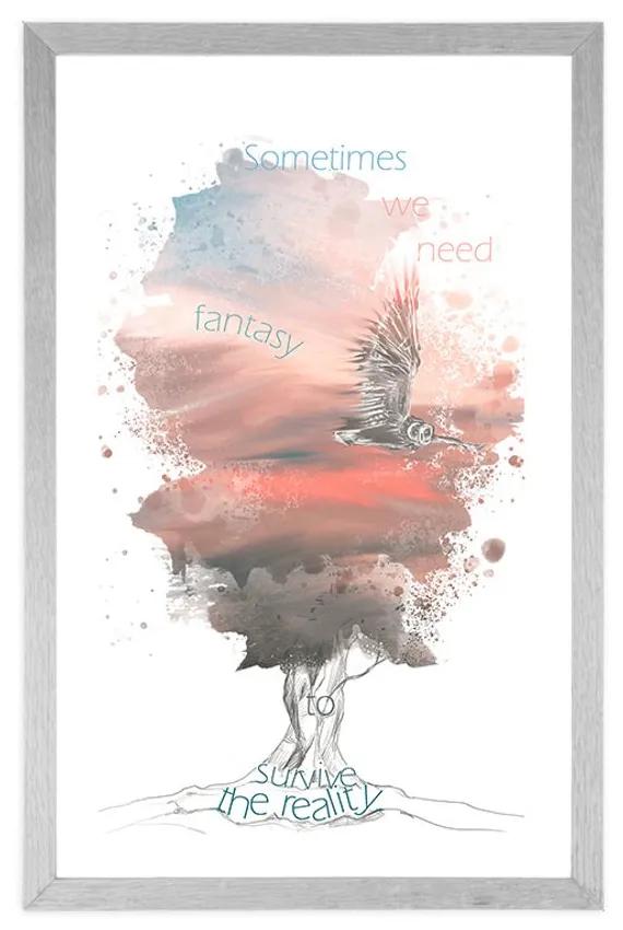 Αφίσα με παρπαστού Ενθρρυντικό γνωμικό για φαντασία - 20x30 silver