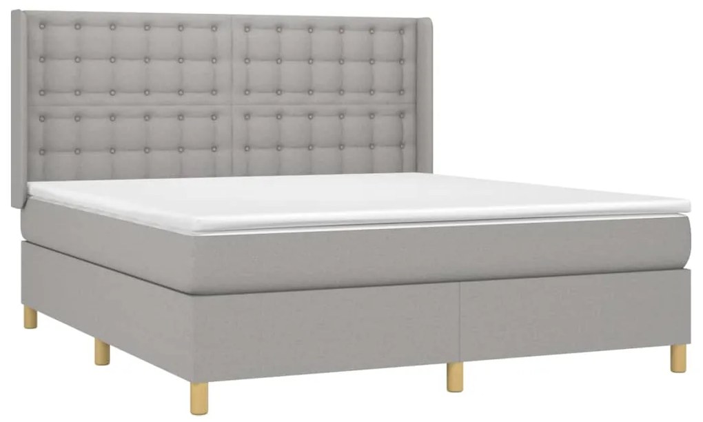 Κρεβάτι Boxspring με Στρώμα Αν. Πράσινο 160x200εκ Υφασμάτινο - Γκρι