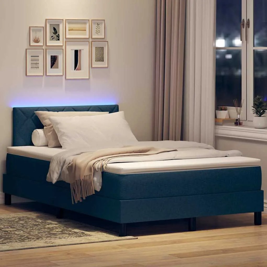 vidaXL Κρεβάτι με ελατήρια με στρώμα Μπλε 120 x 190 cm ύφασμα