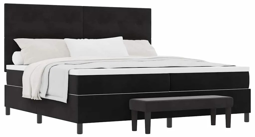vidaXL Κρεβάτι με ελατήρια με στρώμα Μαύρο 200 x 200 cm Βελούδο