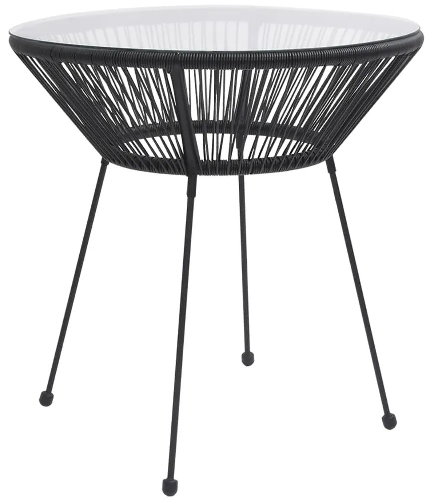 vidaXL Τραπεζαρία Κήπου Μαύρη Ø70x74 εκ. από Ρατάν και Γυαλί
