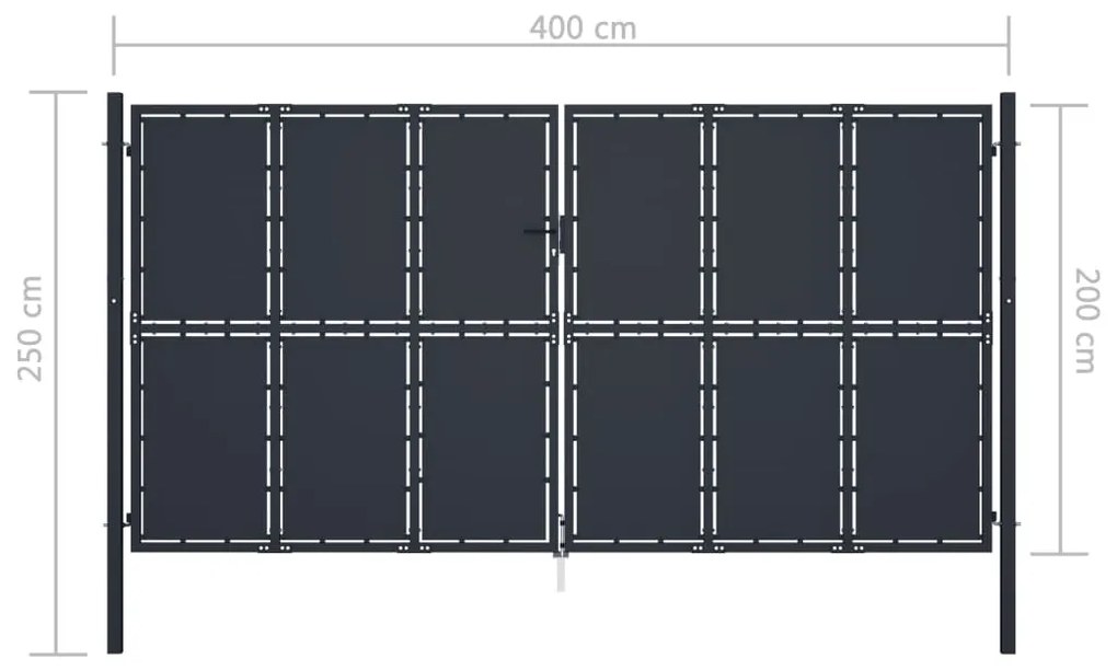 vidaXL Πόρτα Περίφραξης Κήπου Ανθρακί 400 x 200 εκ. Ατσάλινη