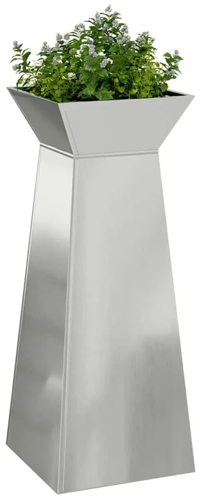 vidaXL Γλάστρες Κήπου Πυλώνες 2 τμχ με Λεκάνη 40x40x100 εκ από Γαλβανισμένο Χάλυβα