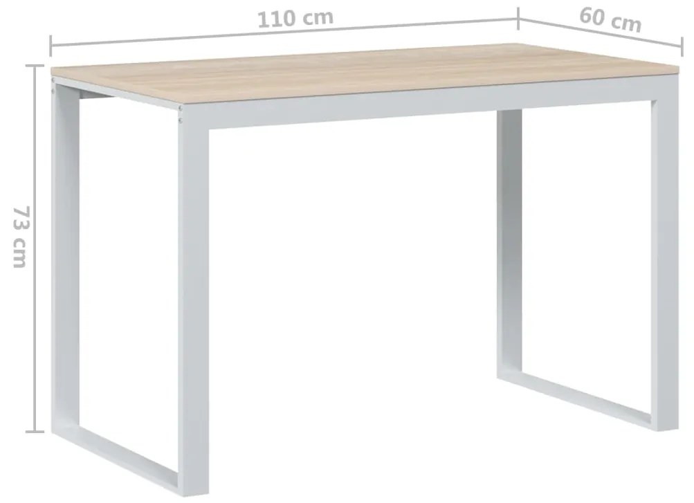 vidaXL Γραφείο Υπολογιστή Λευκό/Δρυς 110 x 60 x 73 εκ. από Μοριοσανίδα