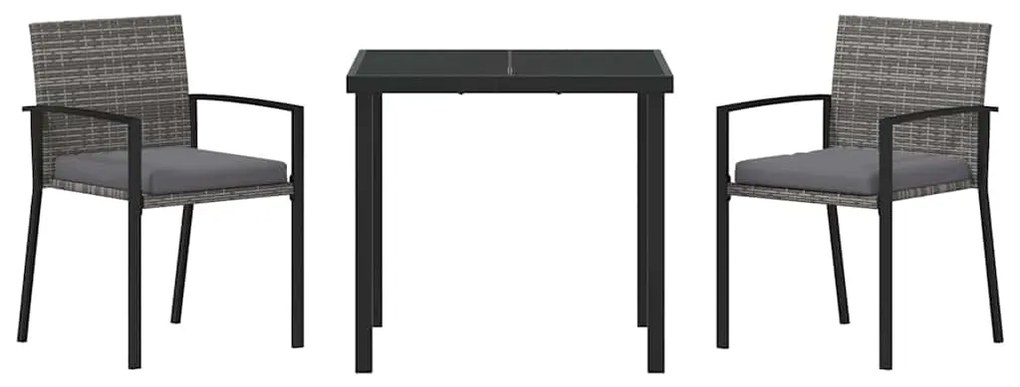 vidaXL Σέτ φαγητού για κήπο 3 pcs Γκρι Χάλυβας με επίστρωση πούδρας