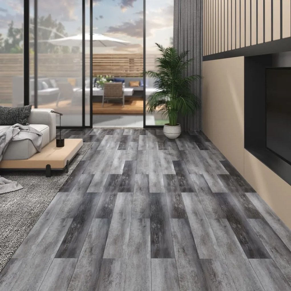 vidaXL Δάπεδο Αυτοκόλλητο Γυαλιστερό Γκρι 5,02 μ² / 2 χιλ. από PVC
