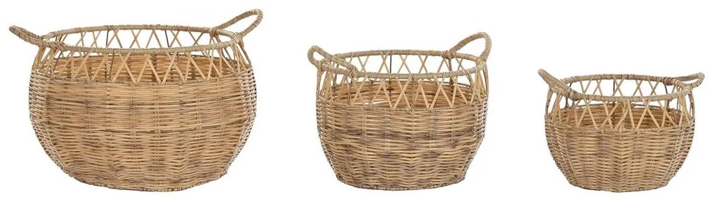 Σετ Καλαθιών DKD Home Decor Φυσικό Μέταλλο πολυαιθυλένιο 38 x 38 x 34 cm 38 x 38 x 27 cm 3 Τεμάχια