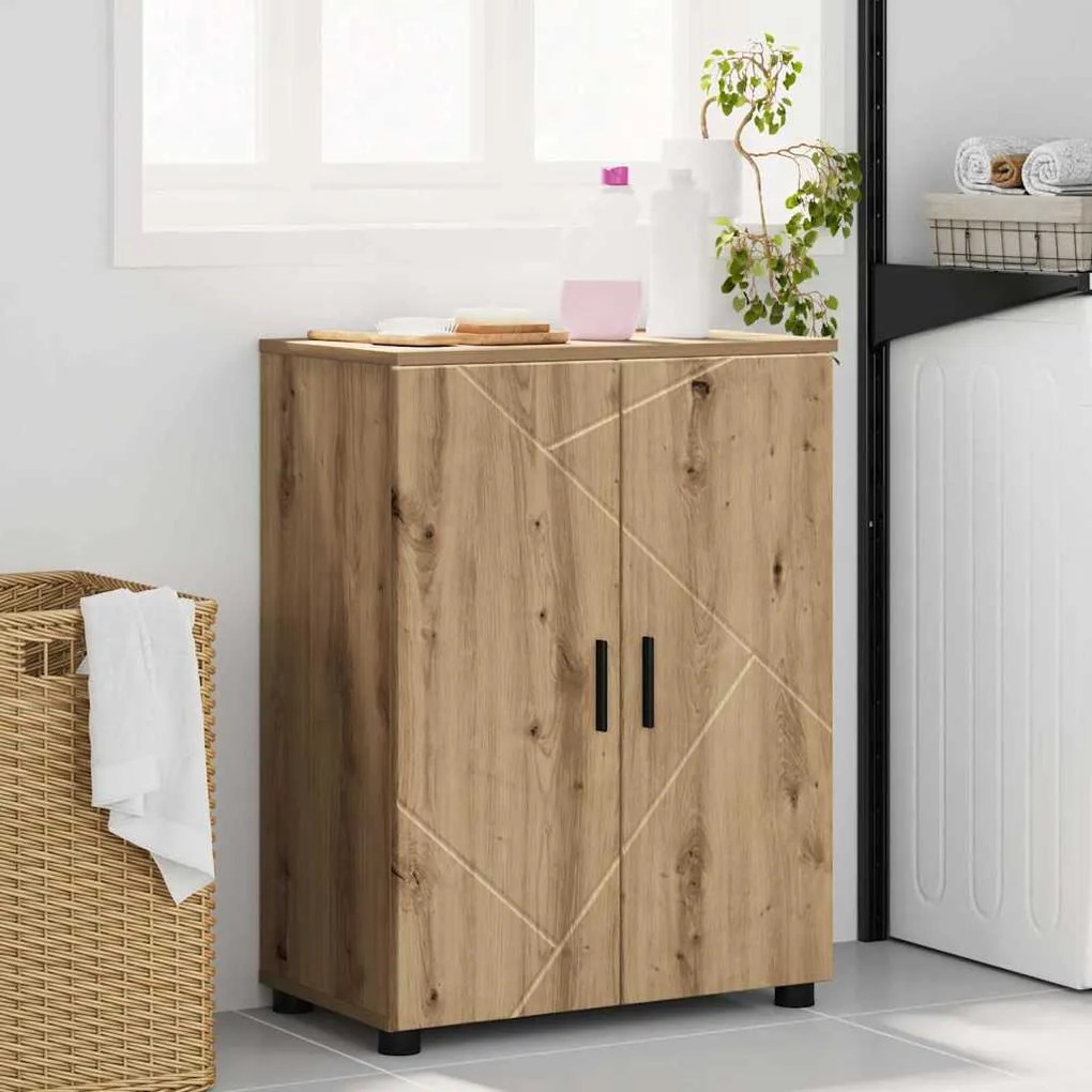 vidaXL Ντουλάπι Μπάνιου με ράφι με πόρτα artisan δρυς 60 x 35 x 80 εκ