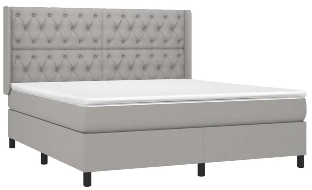 Κρεβάτι Boxspring με Στρώμα Αν. Πράσινο 160x200εκ Υφασμάτινο - Γκρι